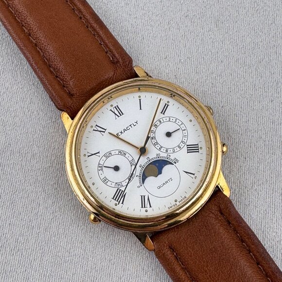 Fabulous Swiss Exactly Vintage Moon Phase Watch main image 4